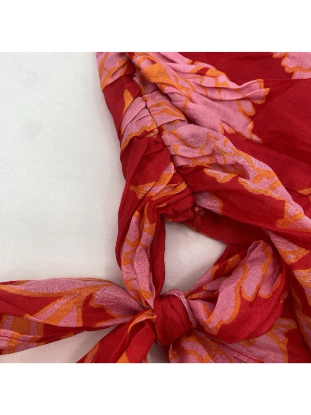 Vestique Size M Red Bryce One Shoulder Top Puff Sleeve Bow Tie Wrap Olivaceous - Picture 10 of 11